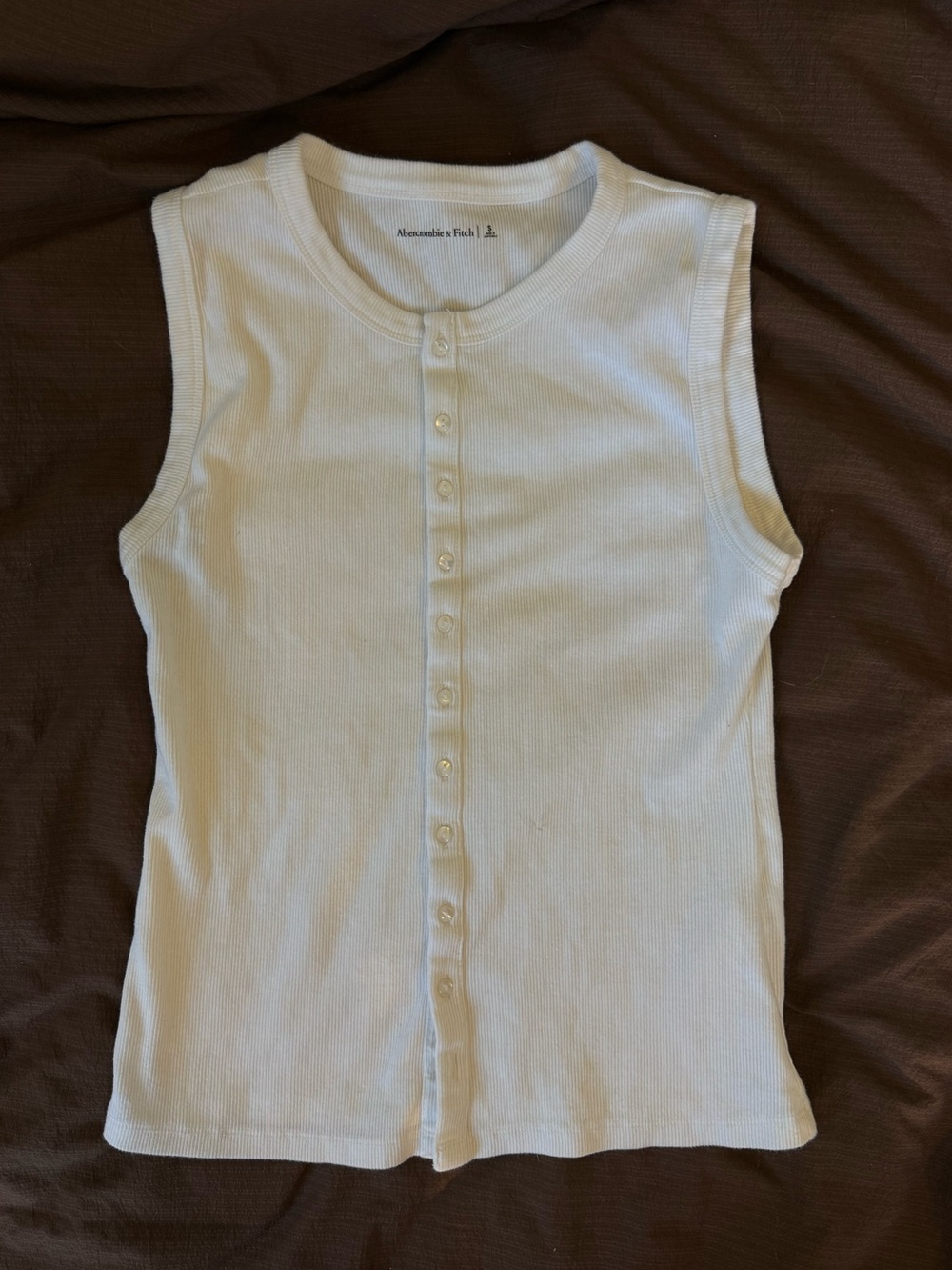 Abercrombie & Fitch White Button-Front Ribbed Tank